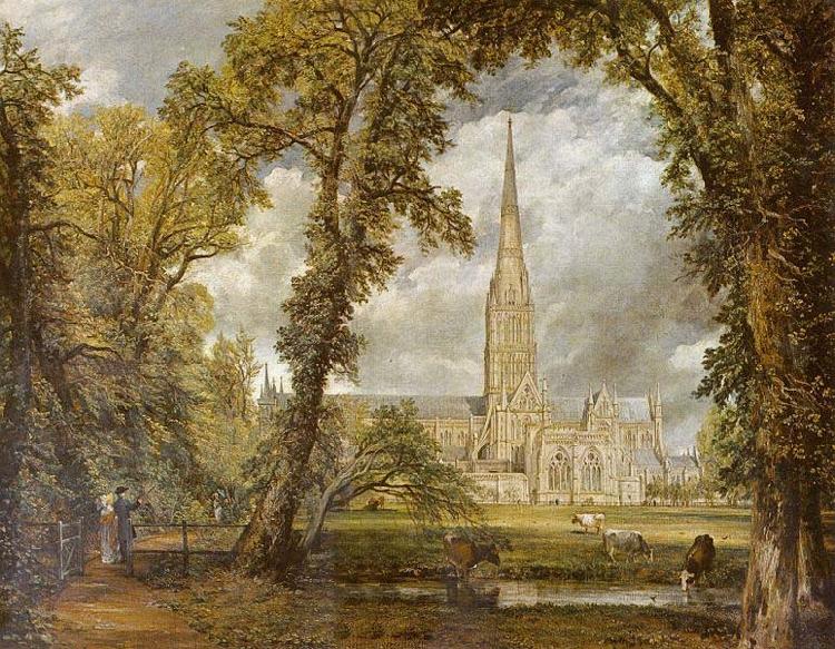  Die Kathedrale von Salisbury vom Garten des Bischofs aus gesehen